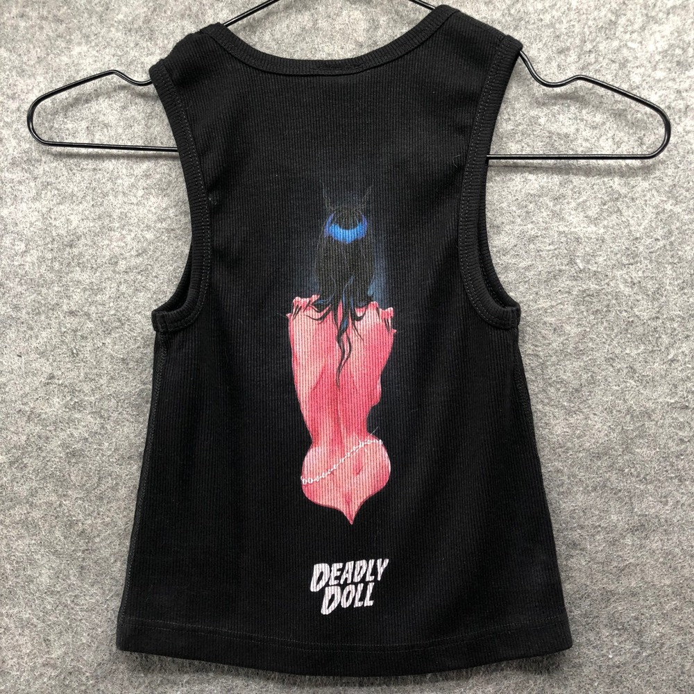 Deadly Doll Jesse Jo Stark Ribbed Tank Top Small Slayer Graphic USA Goth Chrome